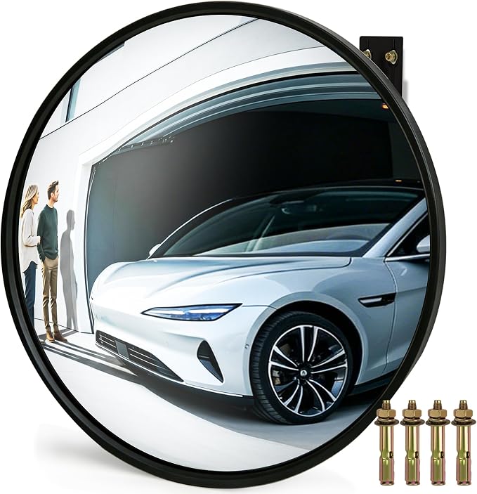 20 Inch Acrylic Convex Mirror with Wall Mount - Wide Angle Shatterproof Blind Spot Mirror for Store, Warehouse, Daycare, Indoor & Outdoor Safety