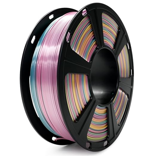 Silk Rainbow Color Lime Purple Blue Yellow Green Filament with 1.75mm Dimensional Accuracy +/-0.03mm, 1080 Feet per Roll, Vacuum Packaging, 3D Printer PLA Filament GIANTARM