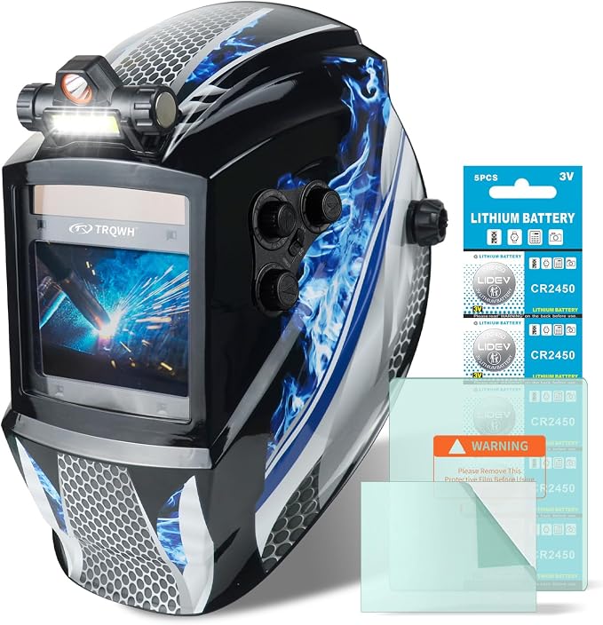 TRQWH Auto Darkening Welding Helmet Large Viewing True Color Solar Powered Welding Hood & Welding Backpack for Men Waterproof Reinforced Bottom Large Capacity
