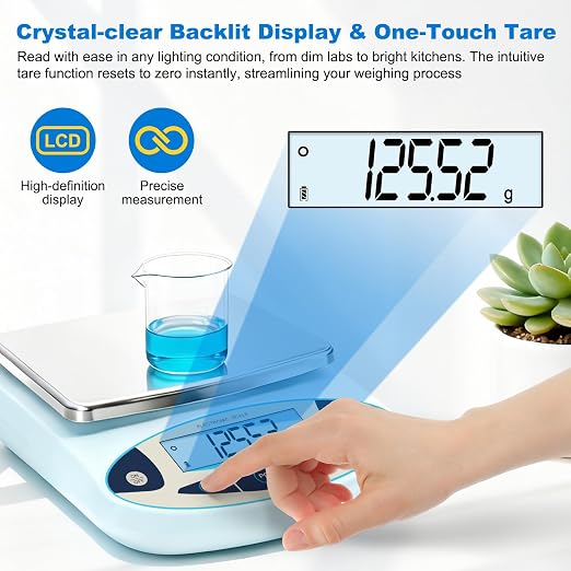 Lab Scale 5000g x 0.01g, High Precision Digital Analytical Balance, 0.01g Accuracy Electronic Scale with Backlit LCD, for Laboratory, Kitchen, Jewelry, Scientific Research