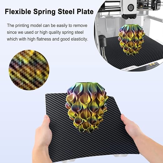 184x184mm PET+PEO Double Side Build Plate for Bambu Lab A1 Mini, Smooth Diamond PEO+Carbon Fiber PET Spring Steel Sheet Plate for Bambu Labs 3D Printer