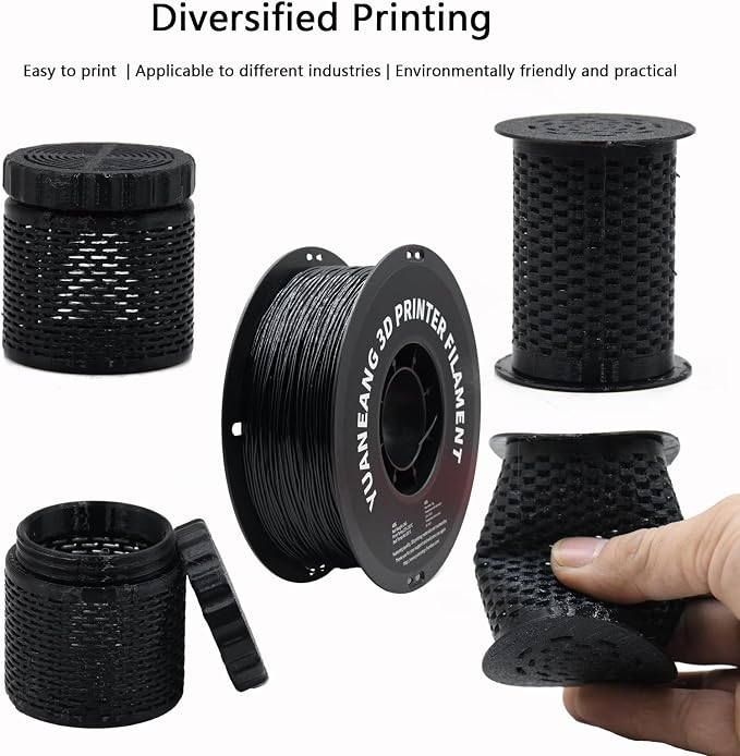 TPU 3D Printer Filament 1.75mm Black, 1kg Spool, Flexible & Durable TPU Material (Shore 95A), High Elasticity, Impact-Resistant, Wear-Resistant, ±0.03mm Precision, Ideal for Protective Parts