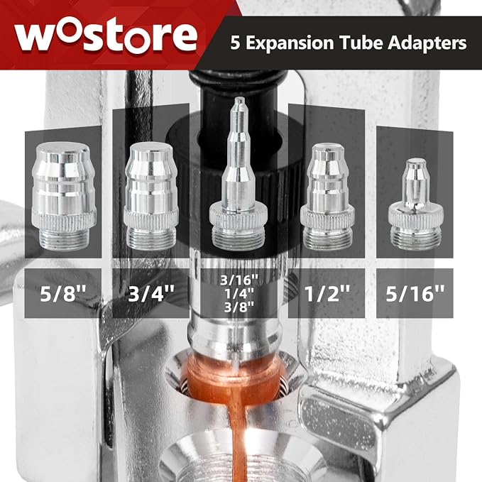 Wostore Single Flaring & Swaging Tool Kit – 45° Flare for HVAC, Brake Lines & Refrigeration Copper Tubing | 11-Piece Set with Tube Cutter, Ratchet Wrench & Carry Case, 1/8"–3/4" Sizes