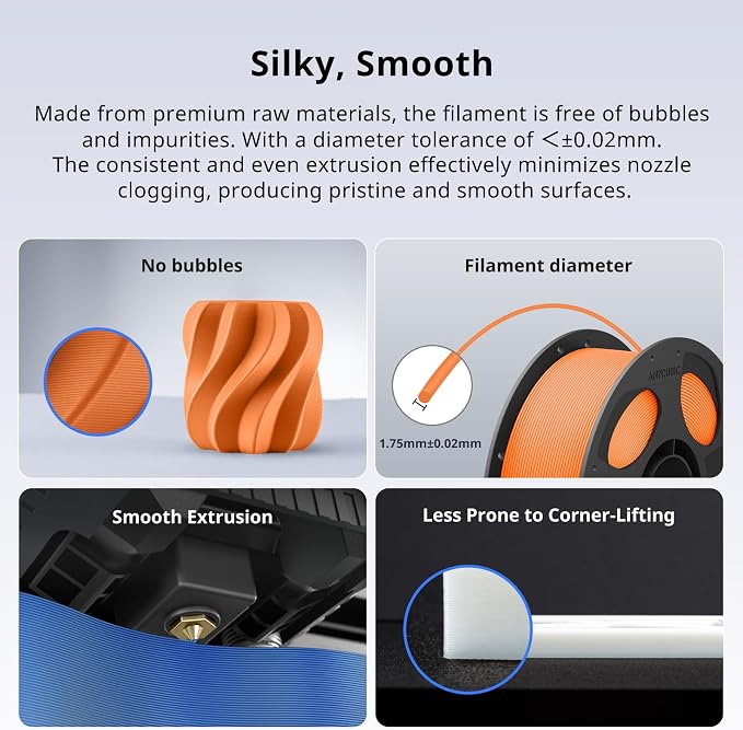 ANYCUBIC PLA Plus (PLA+), 3D Printer Filament 1.75mm, High Toughness 3D Printing Filament, Dimensional Accuracy +/- 0.02mm, Print with Most FDM 3D Printers, 1KG Reusable Spool, Orange