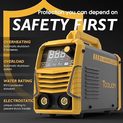 TOOLIOM 195A Stick/Lift TIG Welder with Lift TIG Torch 110V/220V Dual Voltage Welding Machine with Synergic Control Portable MMA Welder Machine with VRD, Hot Start and ARC Force