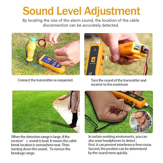 F02 Underground Cable Locator, Wire Tracer with Earphone, Cable Tester for Dog Fence Cables Irrigation Control Wires