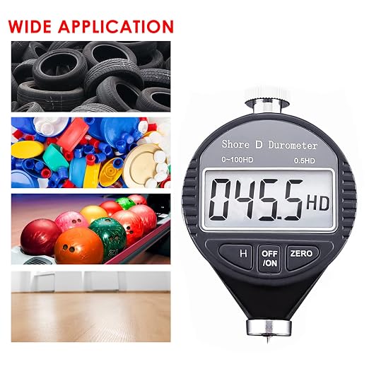 Rubber Hardness Tester Digital Shore Type D Durometer Hardness Tester 0~100HD Shore D Tire Hardness Tester Meter with LCD Display for Ultra-Hard Rubber,Thermal Plastic,Tire,Resin, Fiber,Glass