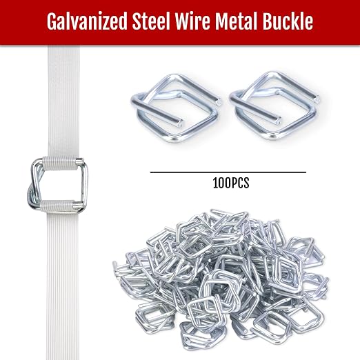 Heavy Duty Packaging Banding Strapping Kit - Upgraded Strapping Tensioner Tool Set with 3/4" x 330' Polypropylene Composite Banding Coil,100 Metal Buckles，2500 lbs Break Strength