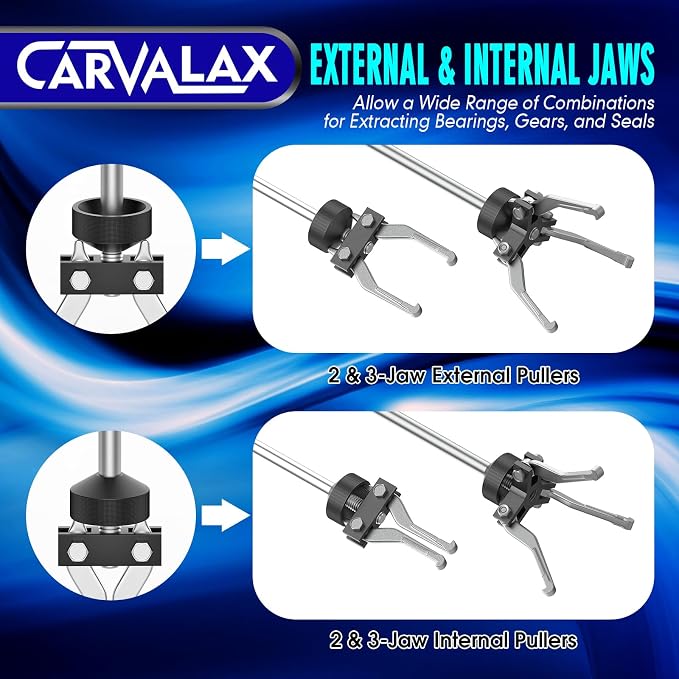 CARVALAX 9-Way Slide Hammer Puller Set | Auto Repair Kit for Hub, Bearing, Gear & Axle Extractor, Dent Removal, Heavy Duty 20-Piece w/Case