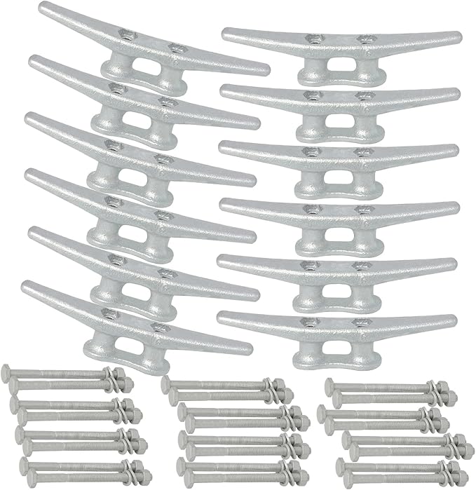 6/8/10/12/14 inch Dock Cleats With Bolts,Hot Dipped Galvanized Cast Iron Boat Cleats,Rope Cleat Boat Dock Cleats for Boat Docks,Decks,Piers for Tying up Boats,Marine Decor(1,2,4,5,6,8,10,12 Pack)
