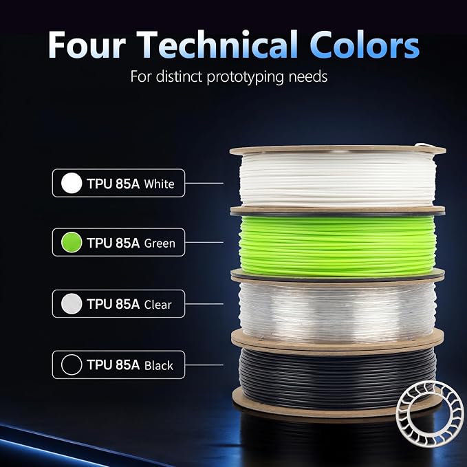 Siraya Tech Flex TPU Filament - 85A Shore, ISO 10993, High Flexibility & Toughness, High Flow & Speed, Easy to Print, Moisture-Resistant Aluminum Bag - Ideal for Footwear, Protective Gear (Black, 1kg)