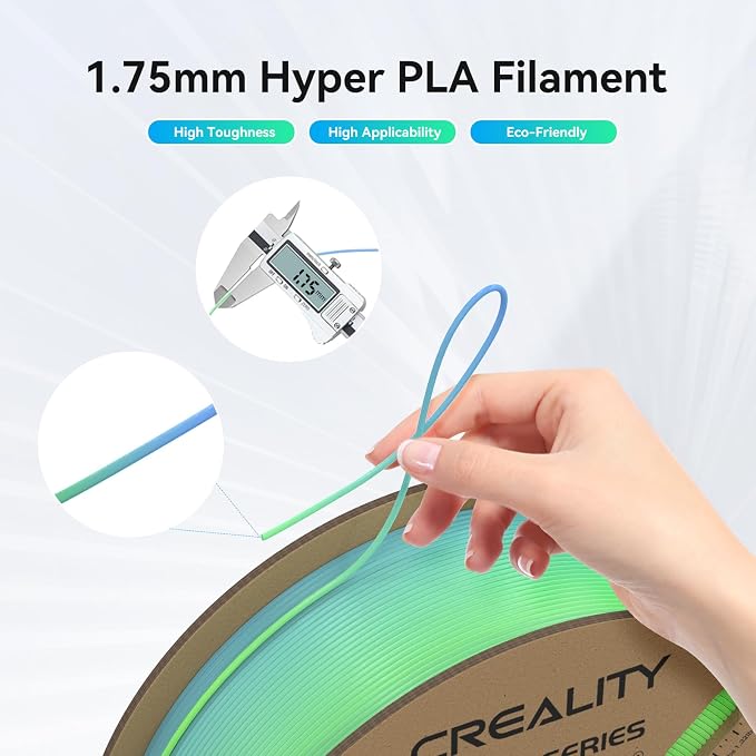 Creality Hyper PLA Filament 1.75mm, 30-300mm/s High Speed 3D Printer Filament, Dimensional Accuracy +/-0.02mm, Fit Most FDM 3D Printers, 4 Pack 1kg Spool(2.2lbs), Rainbow