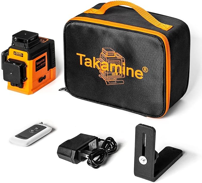 Takamine 12 Lines Laser Level Self Leveling 3x360° 3D Green Cross Line for Construction/Picture Hanging, Remote Controller, Magnetic Stand and portable bag