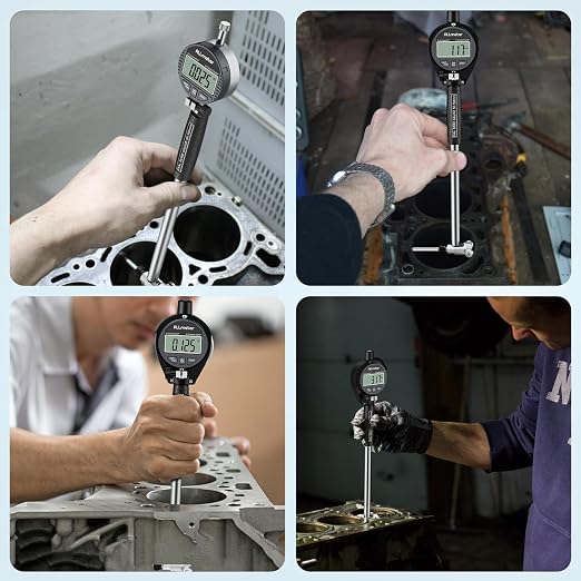 Digital Bore Gauge 50-160mm / 2-6",Internal Diameter Measuring Tool 0.01mm Resolution,Self-Centering Cylinder Bore Gauge Kit 12 Probes,6" Measuring Depth & Storage Case for Engine Cylinders