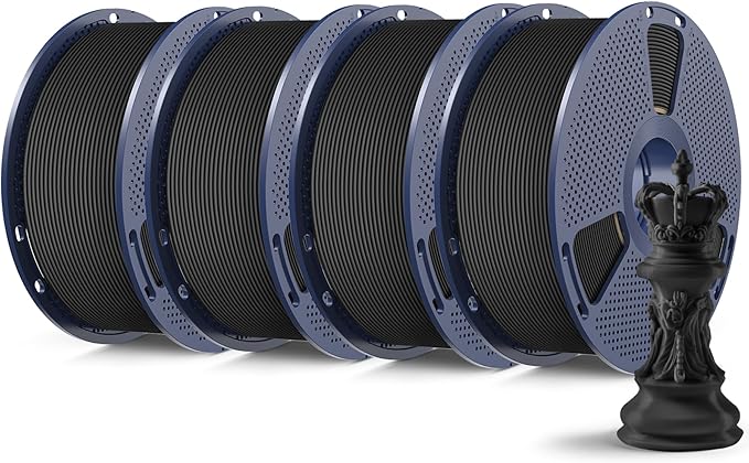 SUNLU High Speed Matte PLA 3D Printer Filament 4KG, Matte Black*4 | Up to 600mm/s Fast, Smooth PLA Matte Filament, Fits Most FDM 3D Printers, 1KG Reusable Spool 4 Packs