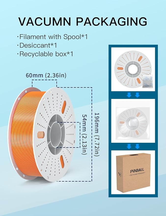 PINBALL Silk PLA 3D Printer Filament 1.75mm Shiny Silk Dual Color Filament 3D Printing PLA Filament Dimensional Accuracy +/- 0.02mm 1 KG Silk Dual Color Golden-Red