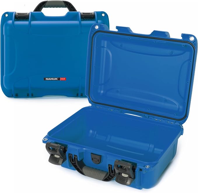 NANUK 915 Empty Hard Case, IP67 Waterproof, Dustproof and Impact Resistant, 13.8” x 9.3” x 6.2” – Rugged Construction for Ultimate Protection, Made in Canada – Blue