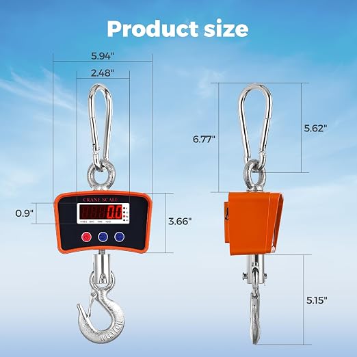 Bonvoisin Crane Scale 2200lbs/1000kg, Digital Hanging Scale Readability 0.44 lbs/0.2kg, Rechargeable Hook Scale for Farm, Big Game Scale Hoist Scale with 3 Weight Units