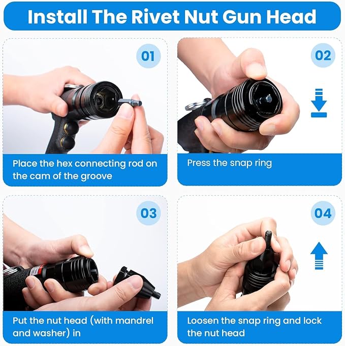 Pneumatic Rivet Nut Gun Tool, 1/4, 5/16, 3/8 inch Heavy Duty Adjustable Speed Air Rivet Gun with Mandrels Riveting Gun Kit Riveter Set Pull Rivnut Gun (804 Model)