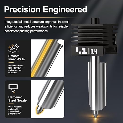 3 PCS P2S Hotend Kit with Hardened Steel Nozzle for Bamboo lab H2D/H2S/H2C/X2D/P2S 3D Printer, One-Piece Integrated Design for Reduced Clogging (0.4+0.4+0.4)