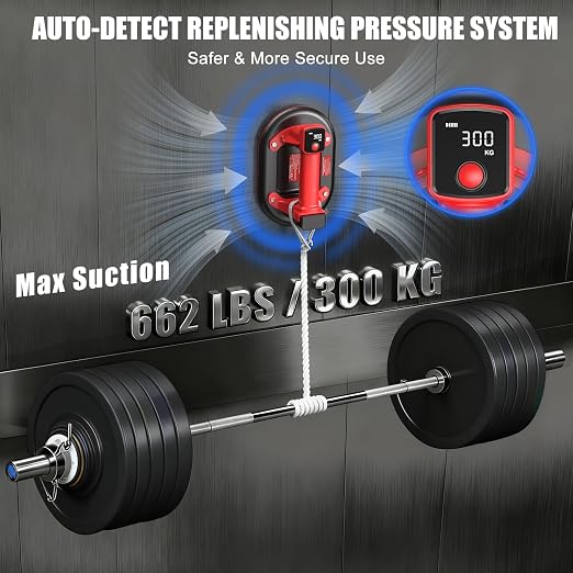 Electric Glass Suction Cup - 10" Heavy Duty Window Suction Cup Max Load 662lbs with 2 x 3.0Ah Batteries & Charger & Digital Display & 4 Layer Leakproof for Glass Tile Granite Windshields