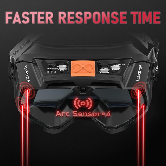 YESWELDER Auto Darkening Welding Goggles with Mask, LED Lighting & TYPE-C Charging, True Color 4 Arc Sensor Welding Glasses Welder Mask Welding Helmet for TIG MIG ARC Plasma Cut