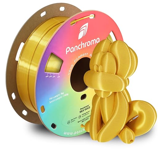 Polymaker Panchroma Silk PLA Filament 1.75mm for 3D Printing, 1kg, Gold | Neatly Wound, High-Gloss Finish PLA, Easy Print & Smooth Feeding, Compatible with Bambu Lab & Most 3D Printers