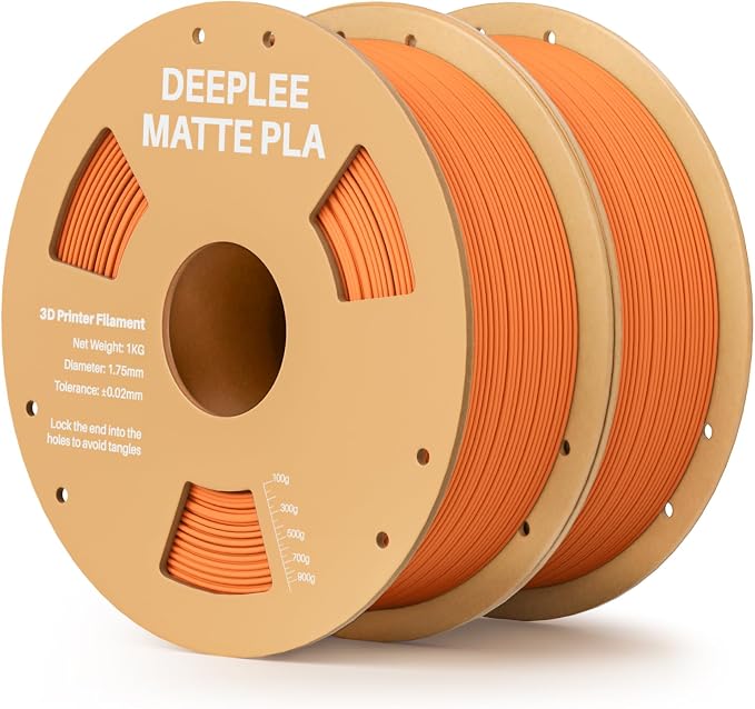 Matte PLA Filament 1.75mm, 3D Printer Filament Dimensional Accuracy +/- 0.02mm, No Clogging, Higher Toughness, Cardboard Spool 3D Filament, 2 Pack Orange