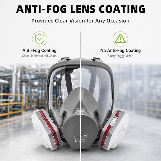 Full Face Protective Cover Mask Assembly and Replacement Lens Shield Parts System, Compatible with 6000 6800 Series