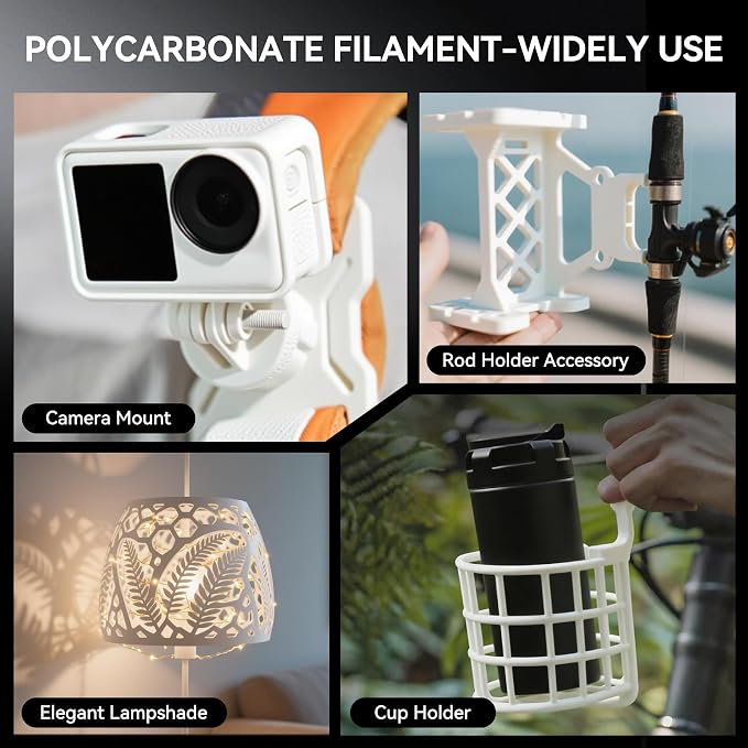 SUNLU PC Filament 1KG, 1.75mm Polycarbonate 3D Printer Filament, High Temperature Reusable Spool, Impact Resistance & Tough, 1KG Spool, Lime White
