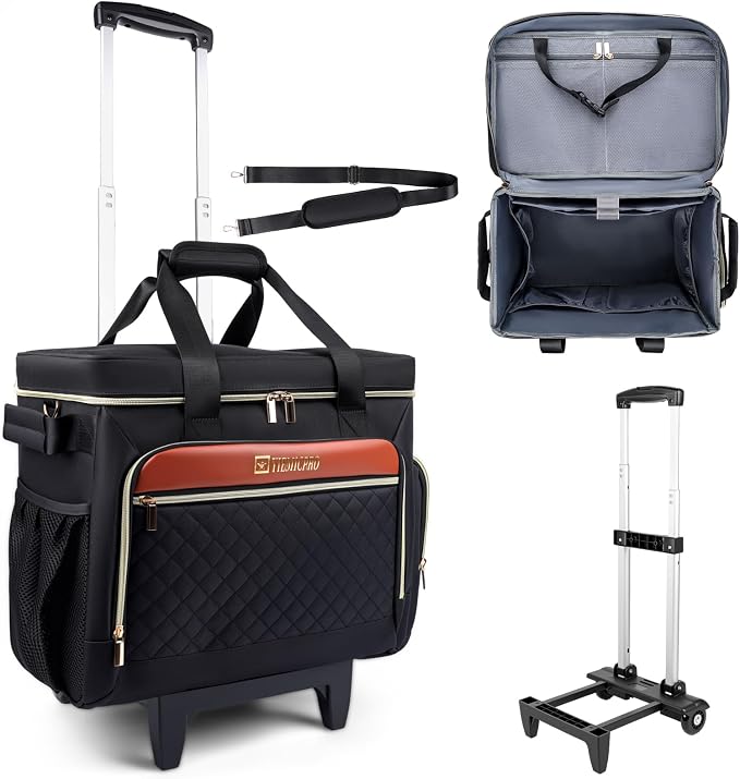 Rolling Teacher Bag with Detachable Cart - 1680D Waterproof Oxford Rolling Cart for Teachers, Large Capacity Tote with Wheels Fits 15.6" Laptop & Tablet(BLACK)