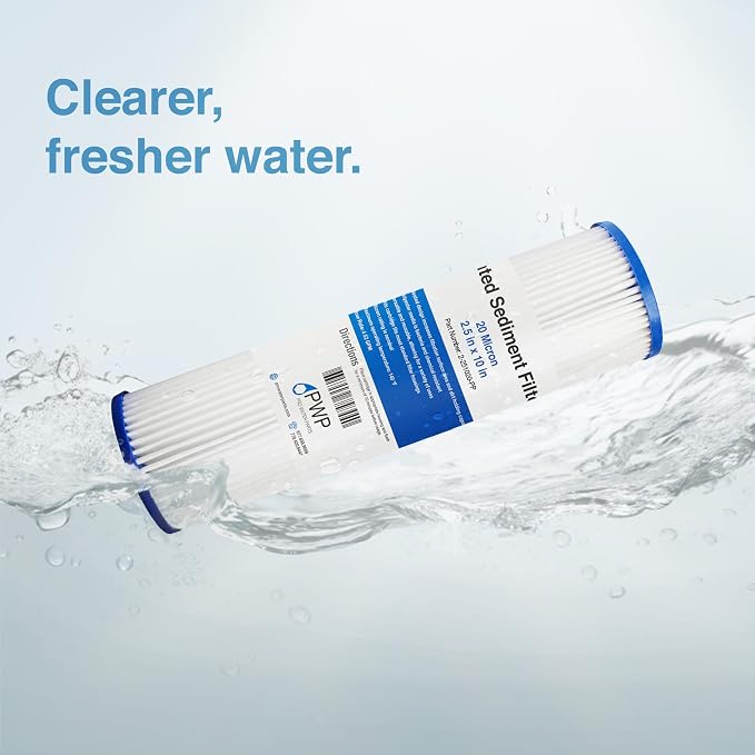 Pleated Poly Sediment Water Filter Cartridge 10x2.5" 20 Micron 25 Pack