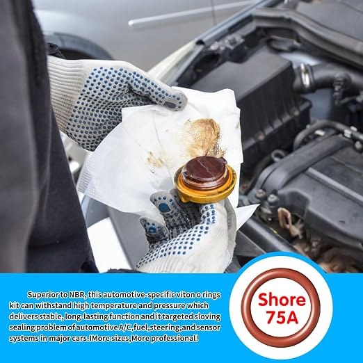 398PCS Viton O Rings for Car Repair, 30Sizes AS568 Viton O-Ring Kit, SAE FKM O Ring Seals for Auto Fuel,Hydraulic,A/C and Oil-line System, High Temperture Resistance Fluorocarbon Sealings