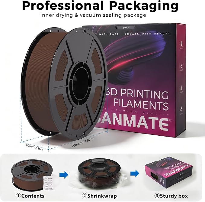 iSANMATE Matte PLA Filament Dark Brown PLA 30-300mm/s 1.75mm 3D Printing Filament 1kg (2.2lbs) for Bambu Lab 3D Printers,AMS,AMSLite,Chocolate