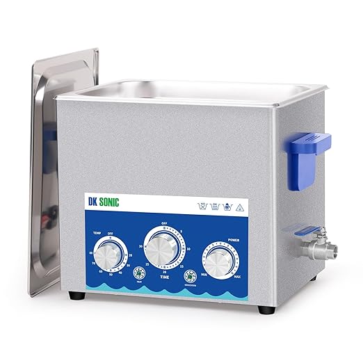 DK SONIC Industrial Ultrasonic Cleaner 10L 240W,Ultrasonic Carburetors Cleaner with Power Adjustable Function, Timer and Heater for Parts,Circuit Board,Chains Cleaning(Include Basket)