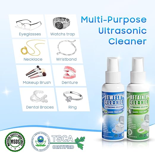 45kHz Ultrasonic Jewelry Cleaner for Rings, Necklaces & Glasses | Safely Cleans Jewelry & Silver • 20oz Capacity • 304 Stainless Steel Tank • 3 Power Modes • Degas Mode