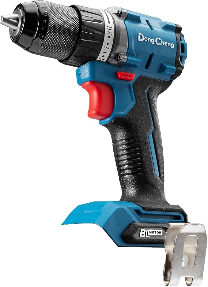 Dong Cheng 20V Brushless Heavy-duty Impact Drill Bare Tool, 531 in.lbs, 1/2" Keyless All Metal Chuck, 20+1+1 Clutch for Drilling Brick Wall, Metal, Wood (Bare Tool)
