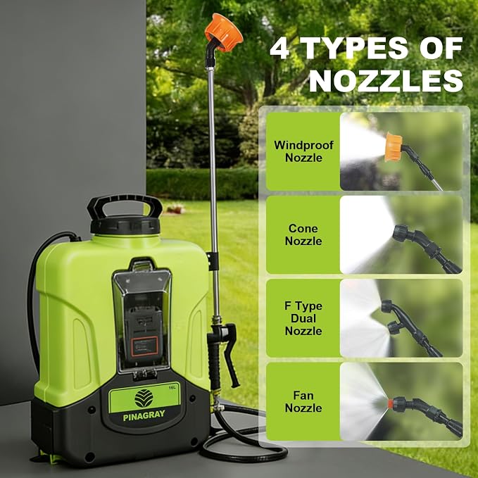 4.2Gal Upgrade Backpack Sprayer with Detachable Battery, 0-100 PSI Adjustable Electric Backpack Sprayer, 100+ Gal Per Charge, Long Range Sprayer for Large Yards