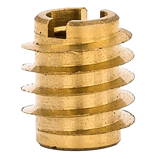 E-Z LOK Knife Threaded Insert for Hard-Wood, Brass Thread Inserts, M4, M4-0.7 Internal Threads, 0.375" Length Pack of 10