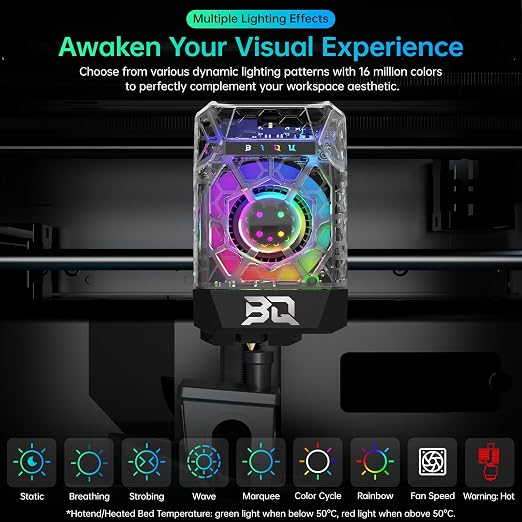 BIQU Panda Jet Pack V2.0 Transparent Shell with RGB Light Upgrade Print Head for Bambu-Lab P1P/P1S/X1C/X1E 3D Printer
