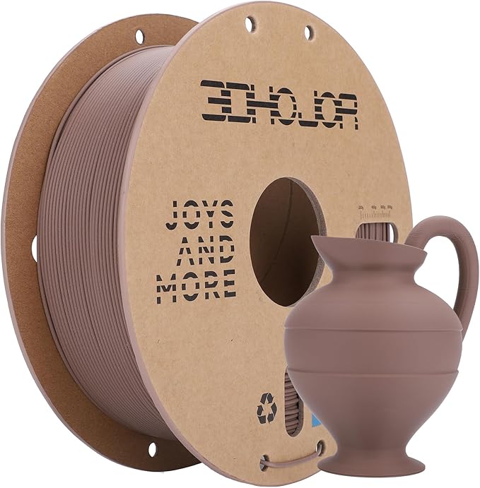 3DHoJor Matte PLA Filament 1.75mm, Upgrade 1kg Cardboard Spool PLA Filament 1.75 PLA 3D Printing Filament, Print with Most 3D Printers Using 3D Filament-Brown