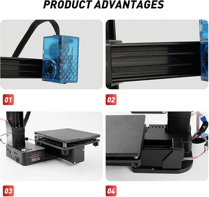 Portable 3D Printer with 4 Colors PLA Filament, Easy to Use, 0.4mm Nozzle, FDM Printing, 100x100x100mm Build Size, Removable Platform, Supports PLA/TPU, Compatible with Windows & Mac