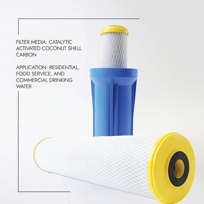 Neo-Pure CHLM-4520 Chloramine Carbon Block Filter | Coconut Shell Carbon | RO Prefilter | 4.5" x 20" Whole House Cartridge