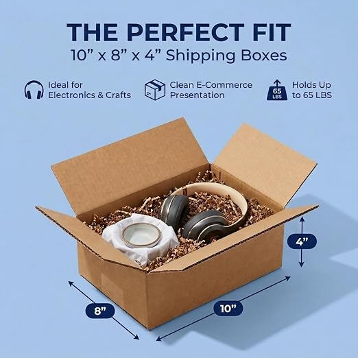 BOX USA Small Shipping Boxes 10"L x 8"W x 4"H (100-Pack) - Small Corrugated Cardboard Packaging Boxes for Shipping, Packing, Moving, and Storage at Home, Office, or Business