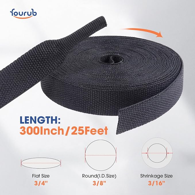 2 to 1 Heat Shrink Abrasion Resistant Woven Tubing 3/8" ID-300inch | Braided Sleeving Shrinkable Fabric Shrink Tubing Loom Protector for Auto Amp Cable Sheath/Wire Harness Wrap
