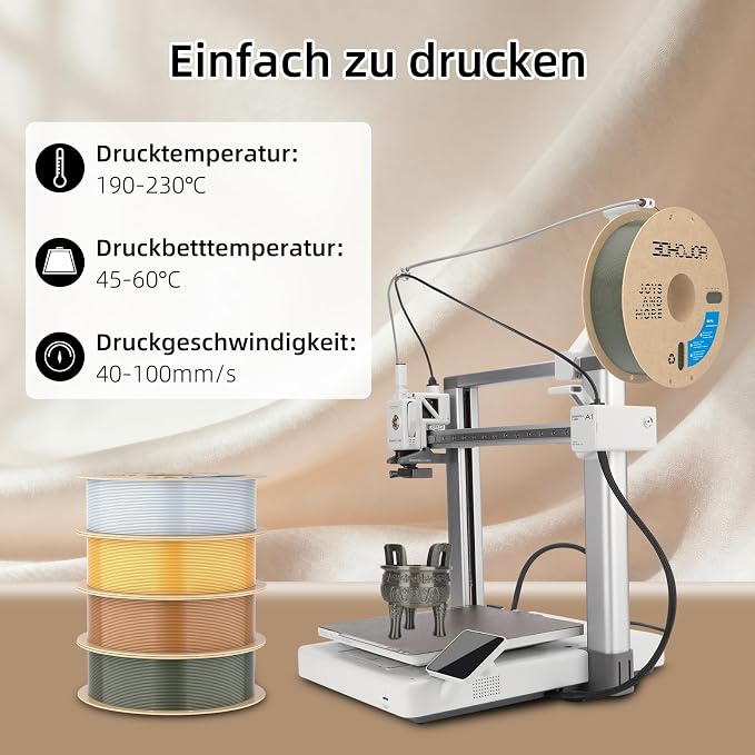 3DHoJor Silk PLA Filament 1.75mm, Silk PLA 3D Printer Filament, 2.2 LBS (1KG) Cardboard Spool, Fit Most FDM 3D Printer, Silk Bronze