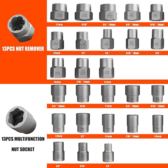 Coobeast 62Pcs Screw Extractor Set with Left Hand Drill Bit, Bolt Extractor Kit Heavy Duty, Easy Out Extractor Socket Set for Broken Nuts Bolts, Stripped Screw Remove with Portable Case