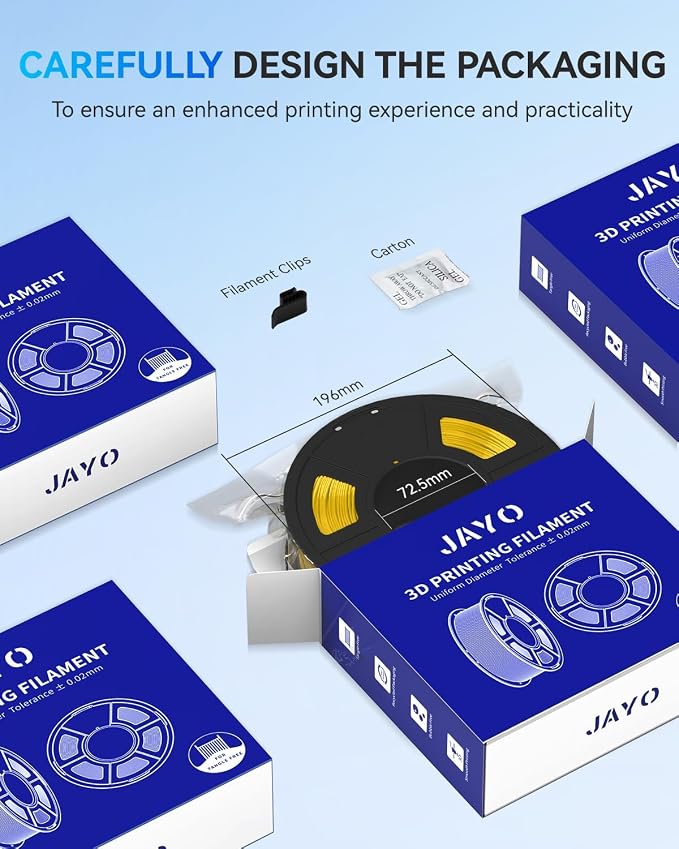 JAYO PLA+ Filament 1.75mm Black 1.1KG, PLA Plus 3D Printer Filament | Tougher and Stronger, Neatly Wound , Vacuum Sealed, Dimensional Accuracy +/- 0.02 mm, Fit Most FDM 3D Printers