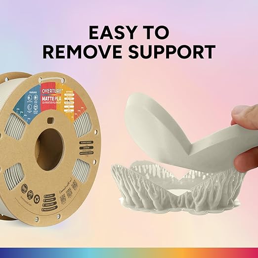 OVERTURE Matte PLA 1.75mm, Low Warp & Smooth Finish 3D Printer Filament | Frosted Matt Finish Hides Layer Lines, 1kg Spool (2.2lbs) Cardboard Spool, Fit Most FDM Printer (Matte Beige)