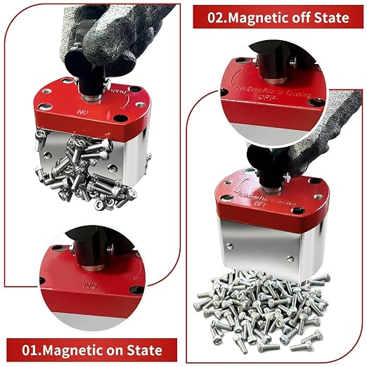 Multi-Functional ON/Off Magnet, 660 LB Magnetic Welding Square Base, Suitable for Lifting and handling, Fixture Welding kit, Metal screening, Metal Salvage